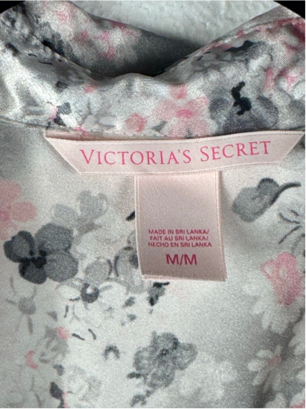 Victoria's Secret Gray Pink Satin Floral Sleep Shirt size M - Picture 4 of 8